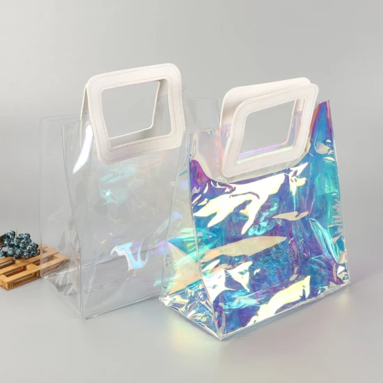Bolsa de compras transparente à prova d'água China Bolsa de ombro a laser Bolsa de PVC Bolsa vertical